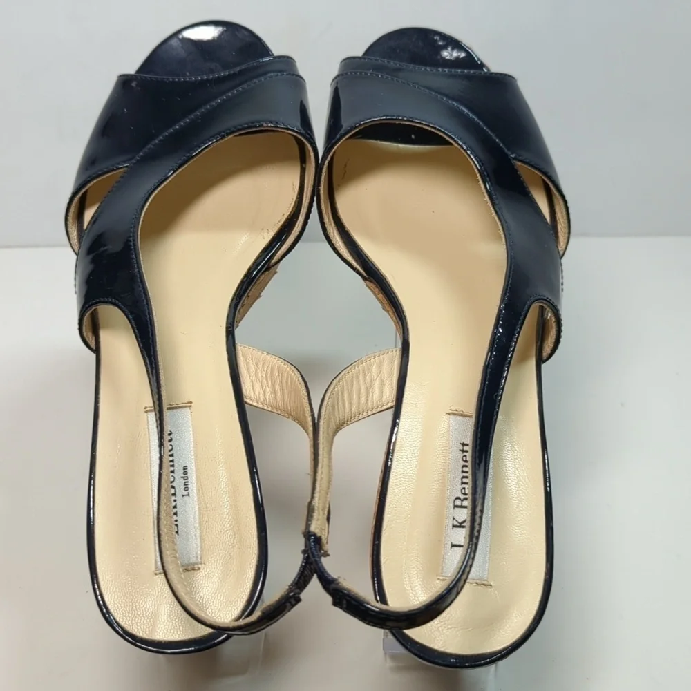 L.K. Bennett Adelia swingback cork wedge platform shoes women size 9.5 EU 40